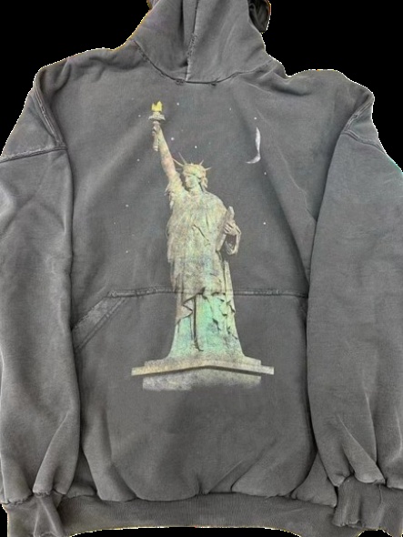 Statue of Liberty Graphic Hoodie, Dark Gray, Hoodie
