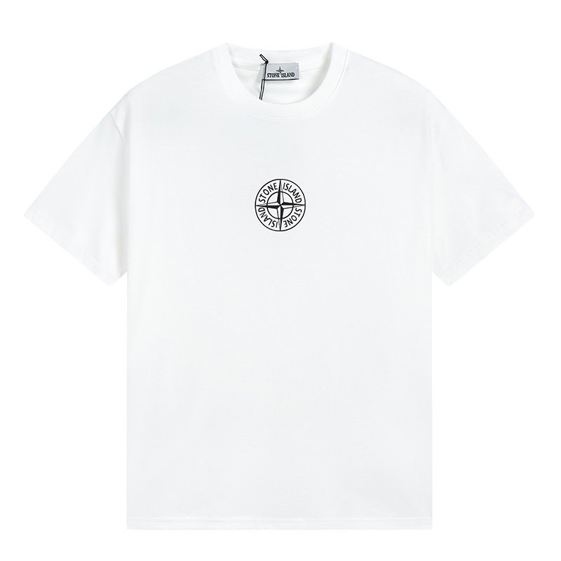 Stone Island with Logo Print White