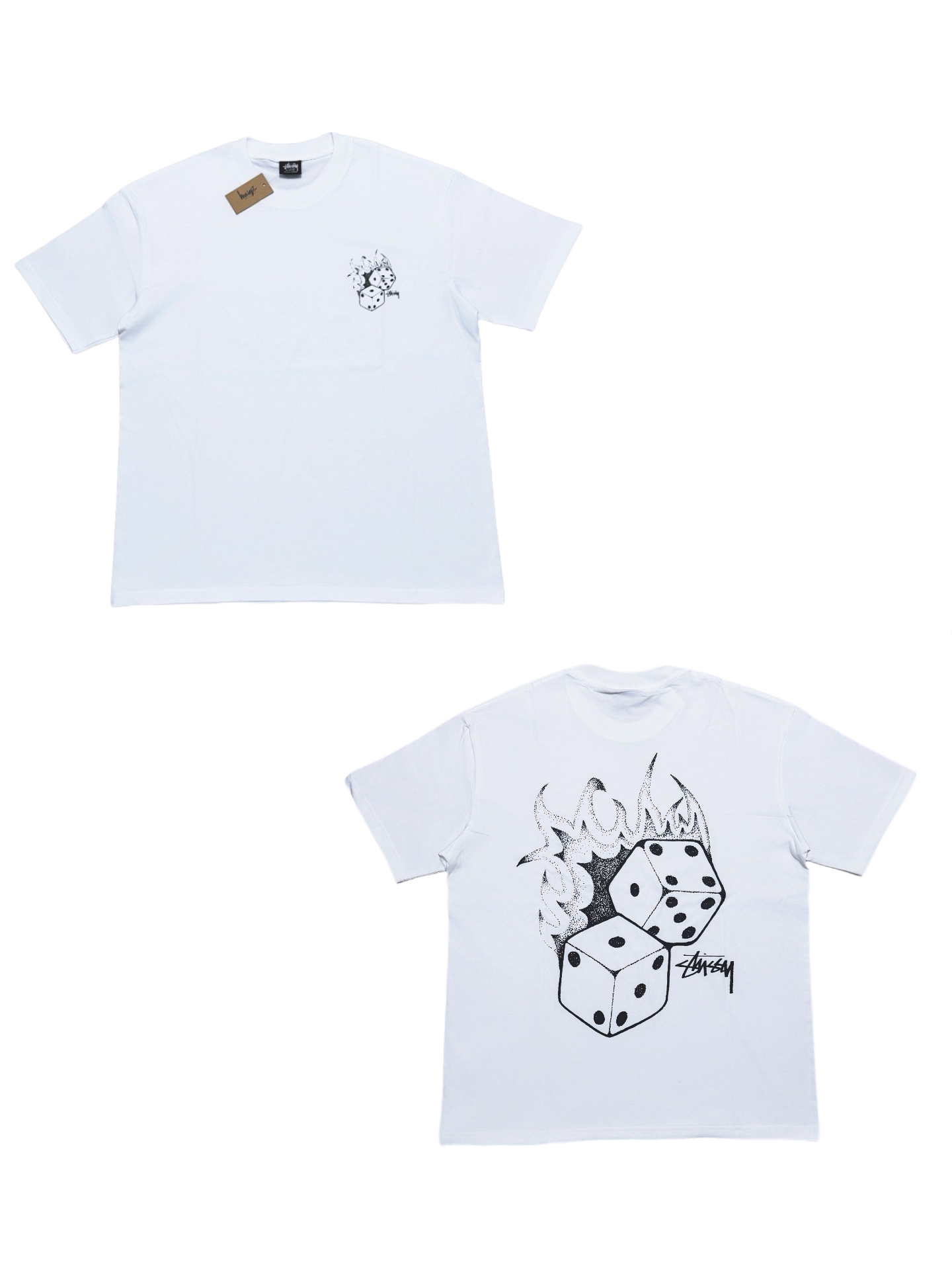 Stüssy Dice Flame Graphic Tee White