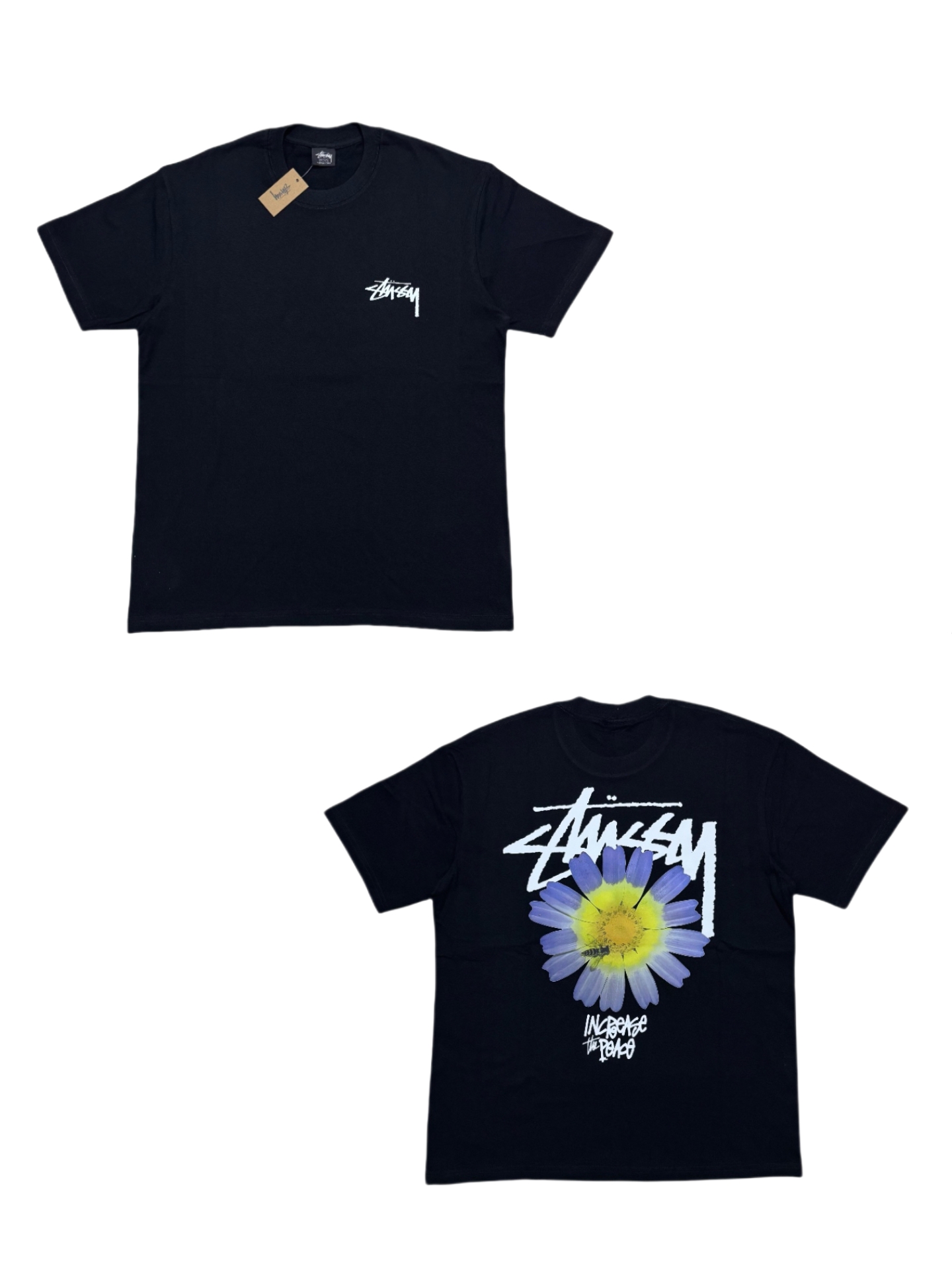 Stüssy Increase the Peace Flower Tee Black