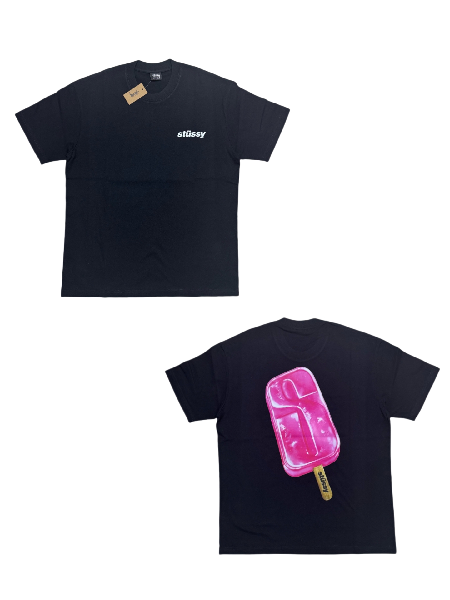 Stüssy Pink Ice Cream Tee Black