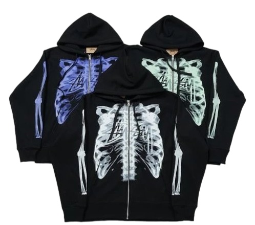 Stüssy Skeleton Zip Hoodie Black Hoodies