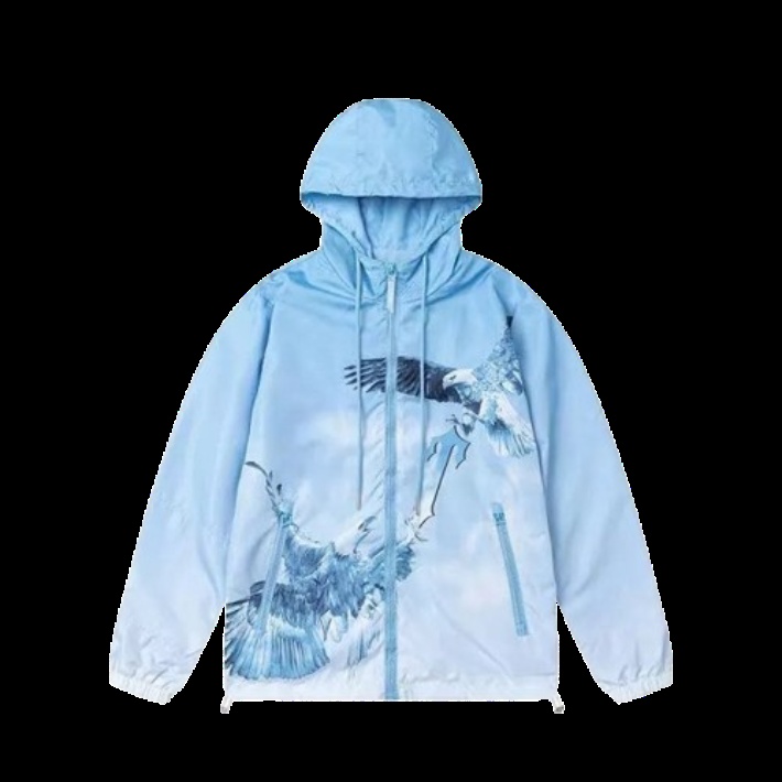 Unknown Bird Print Light Jacket Blue Jackets