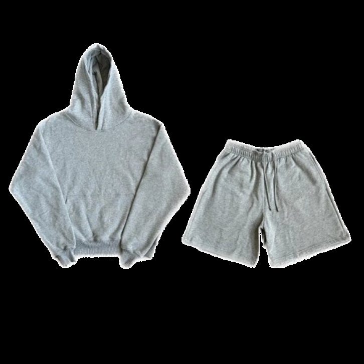 Unknown Hoodie and Shorts Set Light Gray Mise
