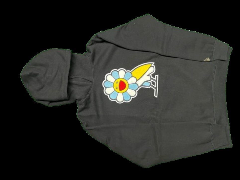 Unknown Hoodie with Bird and Flower Design, Black, Hoodies