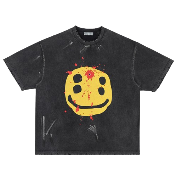 Unknown Smiley Face T-Shirt Black T-Shirts -DIRECT FROM MAKER