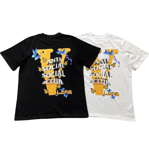 VLONE x Anti Social Social Club Butterfly Graphic T-Shirt Black/White T-Shirts -DIRECT FROM MAKER