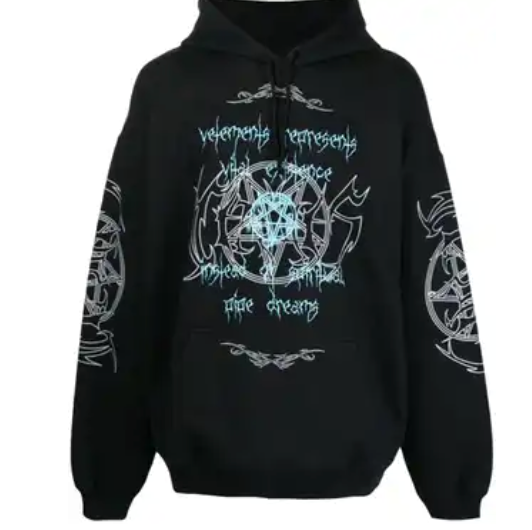 Vetements Vital Existence Blue   Black Hoodie