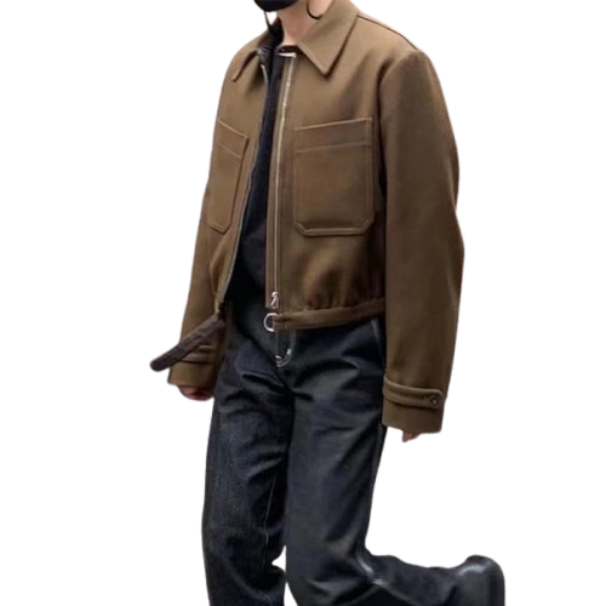 Zip-up Jacket, Brown, Jackets