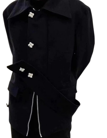  Black Jacket Asymmetric Design Jackets