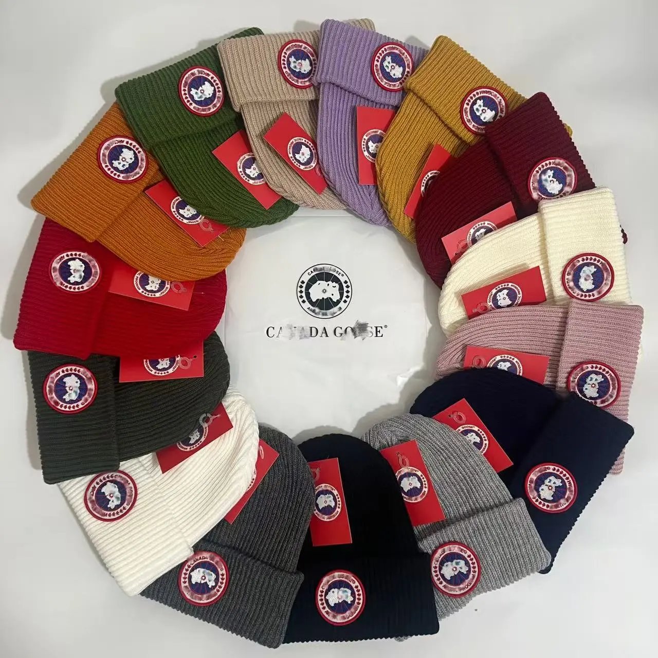 Canada Goose Classic Logo Knit Beanie Multi-Color Collection