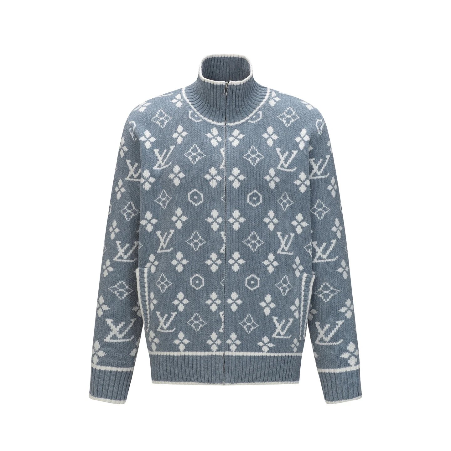 Full-width Presbygraph Collar Zipper Long-sleeved Sweater for Women EC