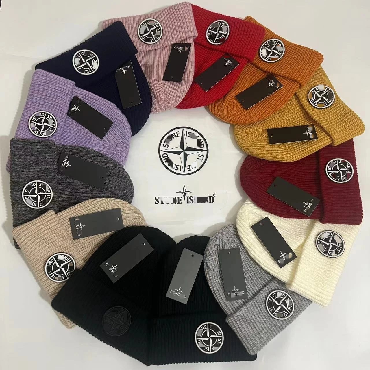 Stone Island Classic Knit Wool Beanie Multi-Color Collection
